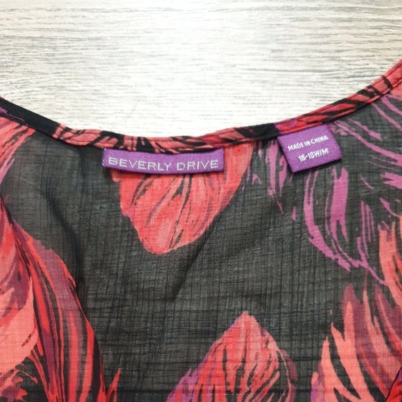 Beverly Drive Womens 16/18W/M Swimsuit Cover Up Sheer Blouse Nightie Crepe - Picture 6 of 10